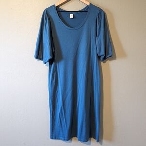 Peruvian Connection Teal Pima Cotton Midi Dress Size L